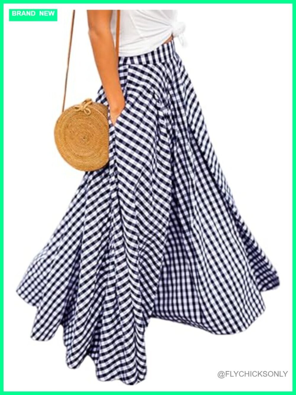 High Waist A-Line Pleated Maxi Skirt with Pockets